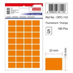Etichete autoadezive color, 16 x 22 mm, 160 buc/set, TANEX - orange fluorescent