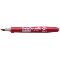 Marker ARTLINE Decorite, varf flexibil (tip pensula) - rosu metalizat