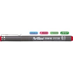 Marker pentru desen tehnic ARTLINE, varf fetru 0.1mm - rosu