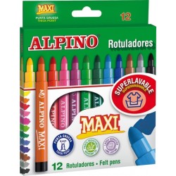 Carioca lavabila, 12 culori/cutie, ALPINO Maxi