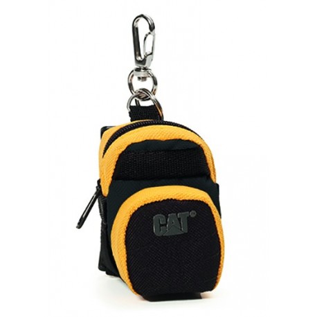 Mini rucsac cu fermoar pentru monede CATERPILLAR, cu agatatoare pentru rucsac/chei - negru cu galben