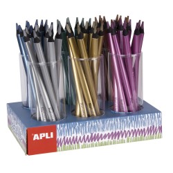 Creioane, Apli, culori metalizate, 108 bucati/display