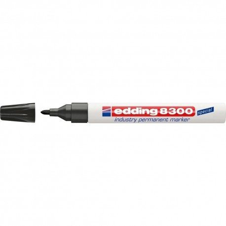 Marker permanent Edding 8300 Industrial, corp metalic, varf rotund, 1.5-3 mm, negru