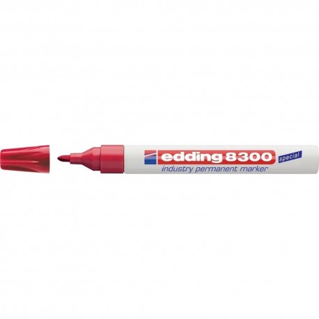 Marker permanent Edding 8300 Industrial, corp metalic, varf rotund, 1.5-3 mm, rosu