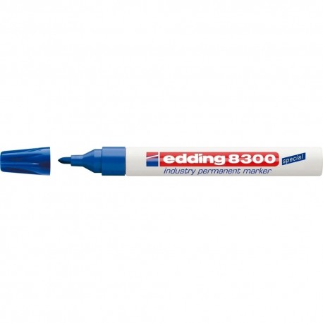 Marker permanent Edding 8300 Industrial, corp metalic, varf rotund, 1.5-3 mm, albastru