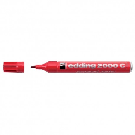 Marker permanent Edding 2000C, corp metalic, varf rotund, 1.5-3 mm, rosu