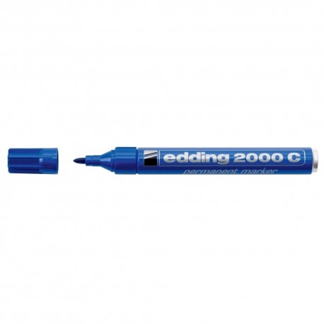 Marker permanent Edding 2000C, corp metalic, varf rotund, 1.5-3 mm, albastru