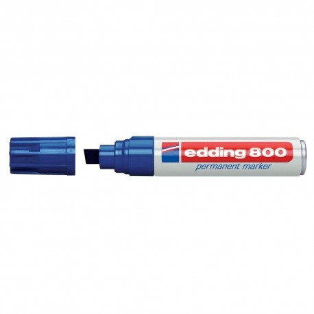 Marker permanent Edding 800, corp aluminiu, varf retezat, 4-12 mm, albastru