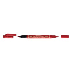 Marker permanent Pentel TWIN TIP 0.3/1.2 mm rosu, rezistent, durabil, cerneala rezistenta la apa