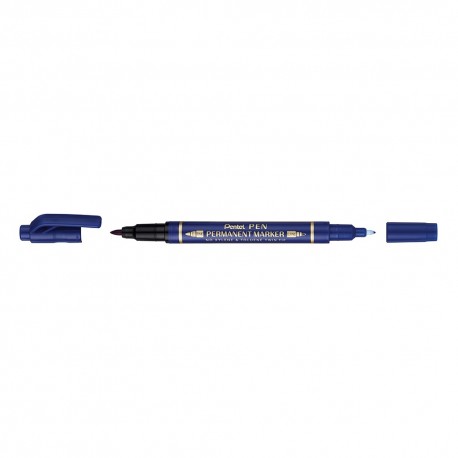 Marker permanent Pentel TWIN TIP 0.3/1.2 mm albastru, rezistent, durabil, cerneala rezistenta la apa
