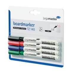 Marker pentru tabla Legamaster TZ140, varf rotund, 1 mm, 4 culori/set (negru, rosu, albastru, verde)