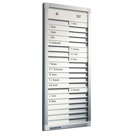 Tabla prezenta in-out Legamaster pentru 10 persoane 37x26 cm, rezistenta, cadru din aluminiu, durabila