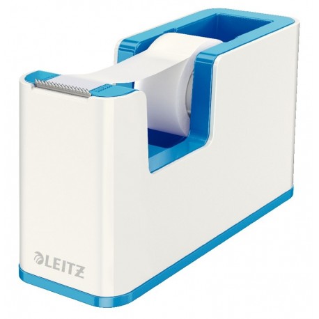 Dispenser cu banda adeziva inclusa LEITZ Wow, culori duale - albastru metalizat/alb
