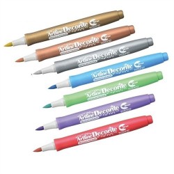 Marker ARTLINE Decorite, varf flexibil (tip pensula), 10 culori metalizate/set + 1 folie magnetica n