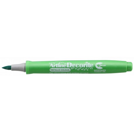 Marker ARTLINE Decorite, varf flexibil (tip pensula) - verde metalizat