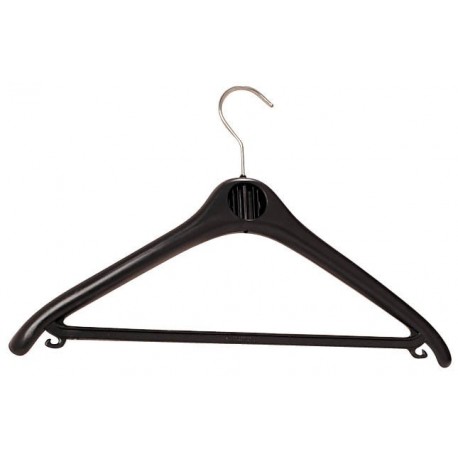 Umeras din plastic, pentru haine, cu suport pentru pantaloni, UNILUX Klassik - negru