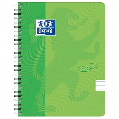 Caiet cu spirala A5, OXFORD School Touch , 70 file-90g/mp, 4 perf, coperta carton verde lime - dicta