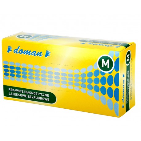 Manusi latex nepudrate,unica folosinta, Doman,100 buc/cutie - marime M