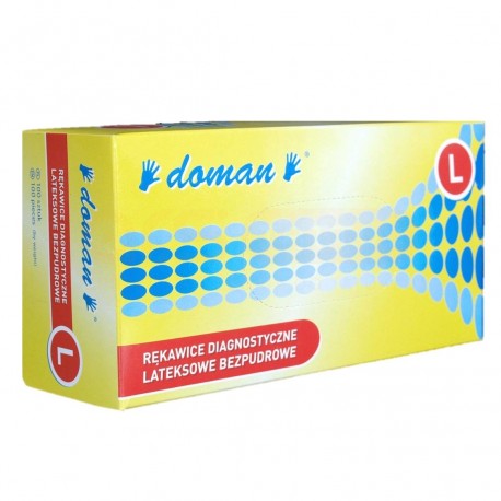 Manusi latex nepudrate,unica folosinta, Doman,100 buc/cutie - marime L