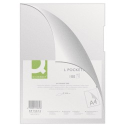 Folie protectie "L" pentru documente A4, 80 microni, 100 buc/set, Q-Connect - cristal