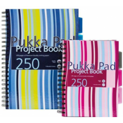 Project Book A4, 125 file 80g/mp, cu spirala dubla, coperti carton rigid, PUKKA Stripes - dictando