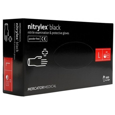 Manusi nitril negre L, 100 buc/cutie-Nitrylex