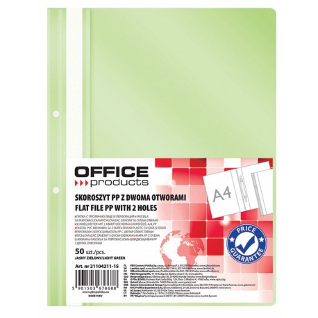 Dosar plastic PP cu sina, cu gauri, grosime 100/170microni, 50 buc/set, Office Products - verde desc