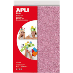 Coli Apli de spuma eva cu sclipici, grosime 2 mm, 4 coli/set, patru culori: roz, argintiu, albastru,