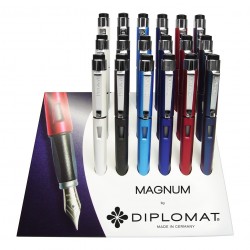 Display DIPLOMAT Magnum - 18 stilouri cu penita M, din otel inoxidabil (3 x 6 culori)