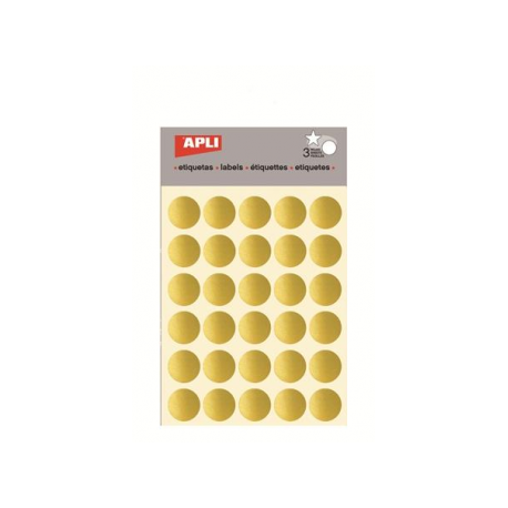 Etichete autoadezive Apli rotunde, 3 coli/set, 90 etichete/set, 20mm, aurii