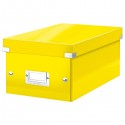 Cutie depozitare Leitz WOW Click & Store, carton laminat, pliabila, cu capac, 20x14x35 cm, galben