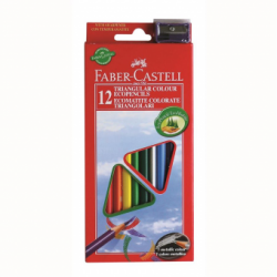 Creioane Colorate Triunghiulare 12 culori + Ascutitoare Eco Faber-Castell