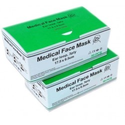 Masca medicala Type IIR - standard EN14683, 3 straturi, unica folosinta, 50 buc/set - alb/albastra
