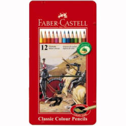 Creioane Colorate 12 culori Cutie Metal Faber-Castell