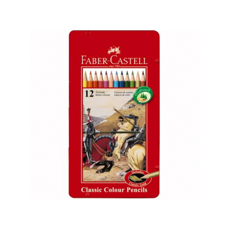 Creioane Colorate 12 culori Cutie Metal Faber-Castell