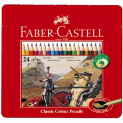 Creioane Colorate 24 culori Cutie Metal Faber-Castell