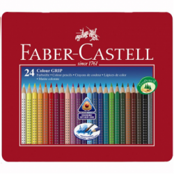 Creioane Colorate 24 culori cutie metal Grip 2001 Faber-Castell