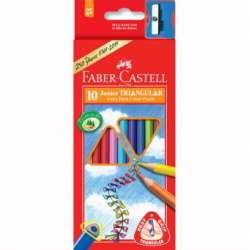 Creioane Colorate Junior Grip 10 culori + Ascutitoare Faber-Castell