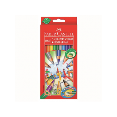 Creioane Colorate Triunghiulare 12 culori Mina Groasa Eco Faber-Castell