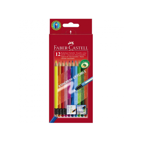 Creioane Colorate 12 Culori Cu Guma Eco Faber-Castell