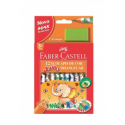 Creioane Colorate 12 Culori Eco Jumbo cu Ascutitoare Faber-Castell