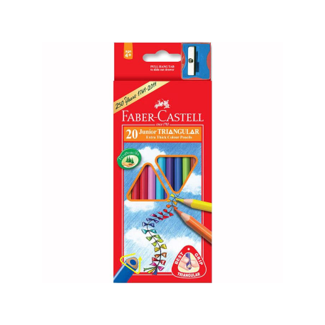 Creioane Colorate Junior Grip 20 culori + Ascutitoare Faber-Castell