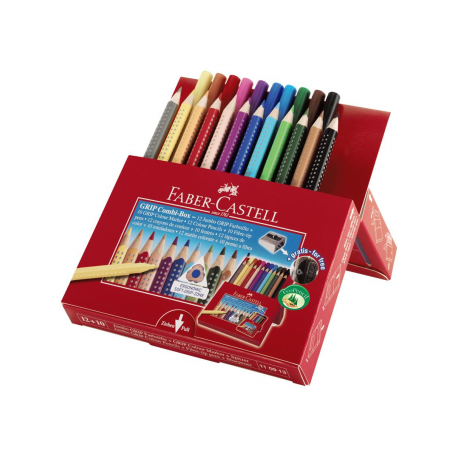 Set Cadou 12 Creioane Colorate Jumbo Grip + 10 Carioci Grip Faber-Castell