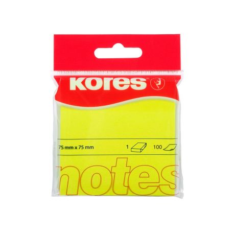 Notes Adeziv 75 x 75 mm galben neon 100 File Kores