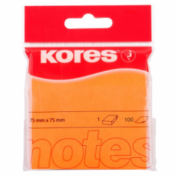 Notes Adeziv 75 x 75 mm portocaliu neon 100 File Kores