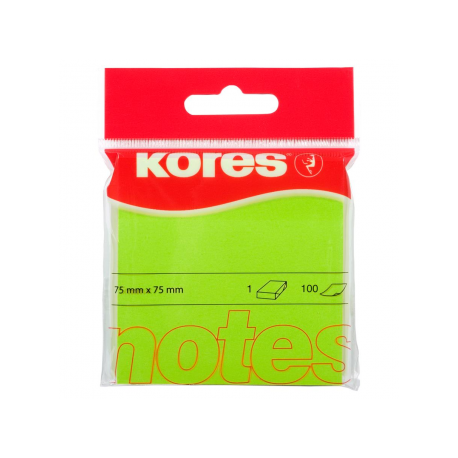 Notes Adeziv 75 x 75 mm verde neon 100 File Kores