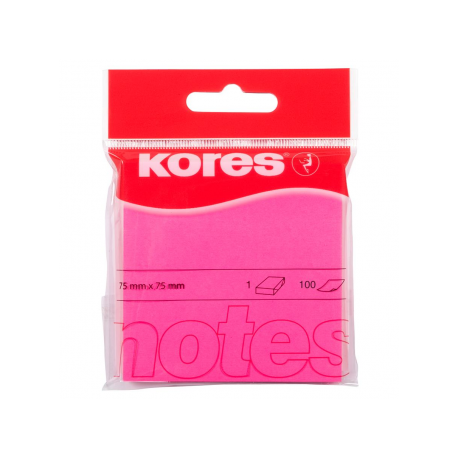 Notes Adeziv 75 x 75 mm roz neon 100 File Kores