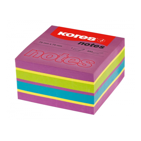 Notes Adeziv 75 x 75 mm Neon Mixt Nou 450 File Kores