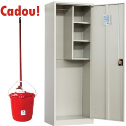 Dulap metalic materiale curatenie PREMIUM AC60, 600x400x1800 mm, neasamblat, inchidere 3 puncte+Cadou! (Galeata+Storcator+Mop)