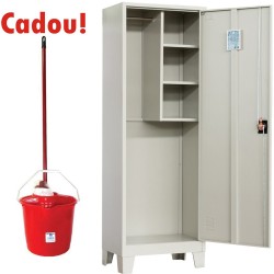 DULAP METALIC OBIECTE CURATENIE AC60 CU PICIOARE, 600x400x1920 mm, neasamblat+CADOU! (SET: Galeata+Storcator+Mop)